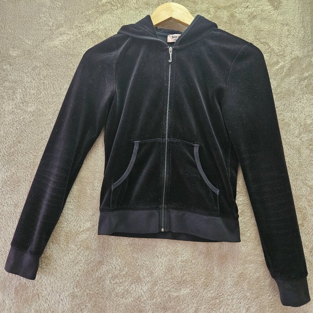 Juicy Couture Spellout Big Bling Velour Glitter Hoodie Zip-up Jacket Size M - Picture 2 of 6